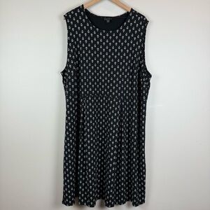 J.Jill Wearever Tank Dress Women's 3X Plus Black White Floral Sleeveless Stretch